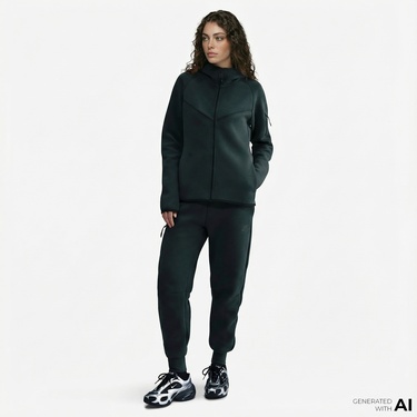 Nike Sportswear Tech Fleece Windrunner Kadın Yeşil Eşofman Üstü