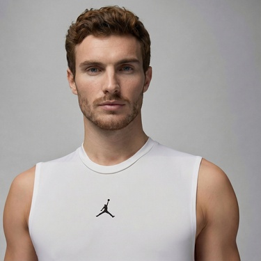  Jordan Dri-Fit Sport Erkek Beyaz Kolsuz T-Shirt