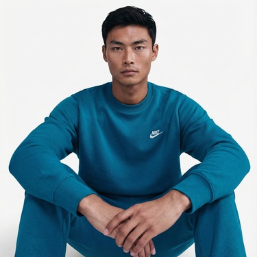  Nike Club Fleece Crew Erkek Yeşil Sweatshirt