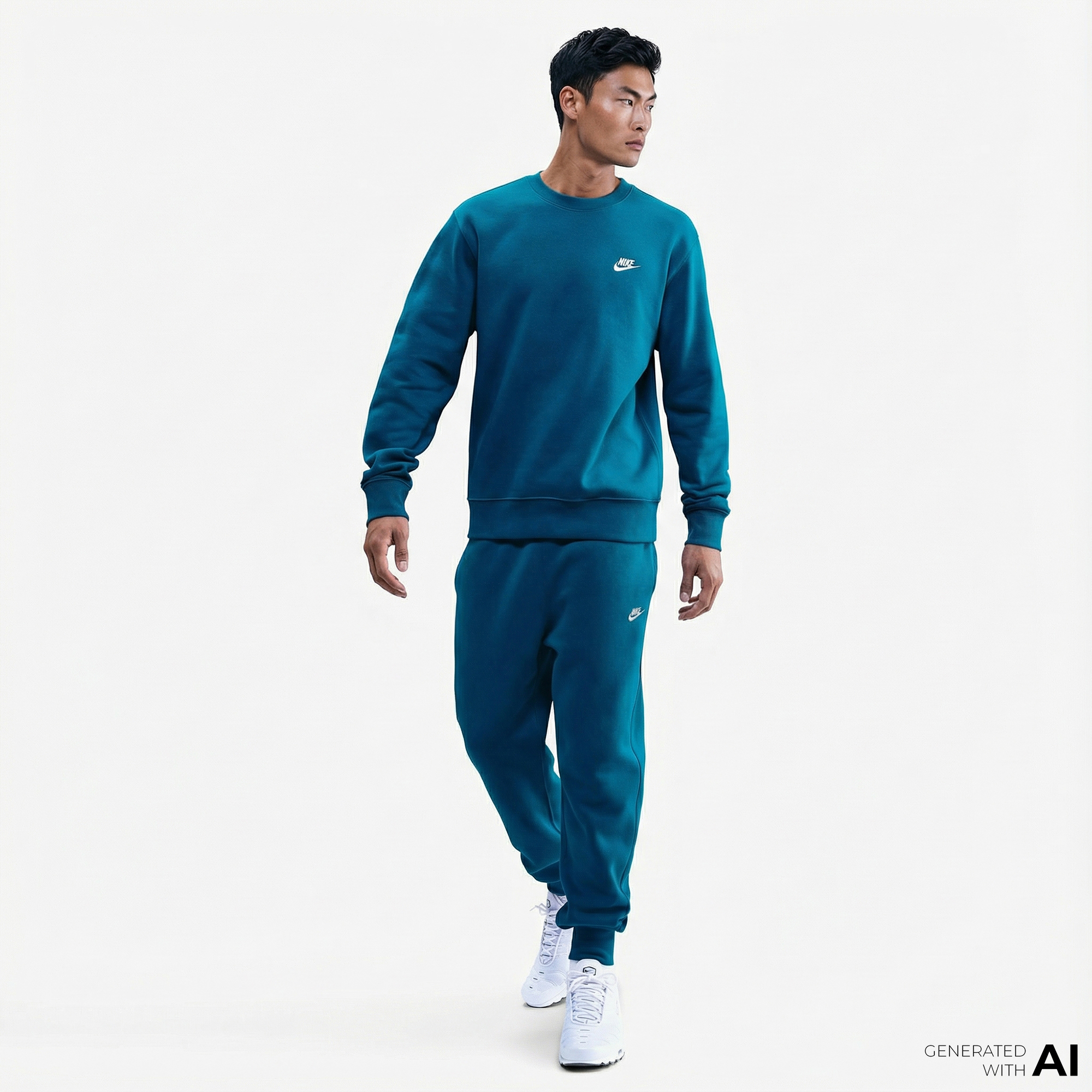  Nike Club Fleece Crew Erkek Yeşil Sweatshirt