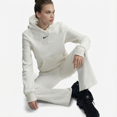  Nike Sportswear Phoenix Fleece Kadın Beyaz Kapüşonlu Hoodie