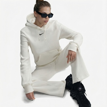  Nike Sportswear Phoenix Fleece Kadın Beyaz Kapüşonlu Hoodie