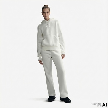  Nike Sportswear Phoenix Fleece Kadın Beyaz Kapüşonlu Hoodie