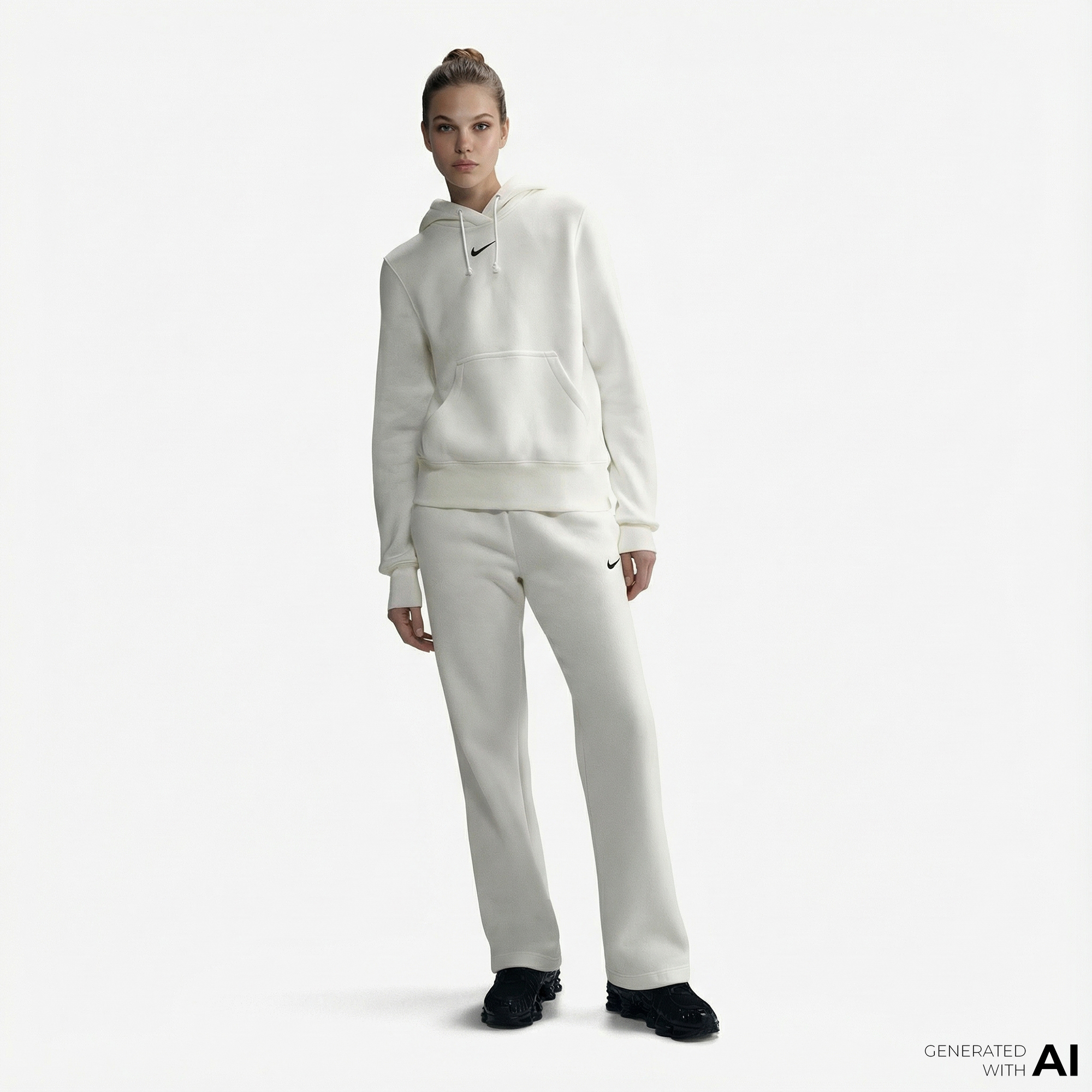  Nike Sportswear Phoenix Fleece Kadın Beyaz Kapüşonlu Hoodie