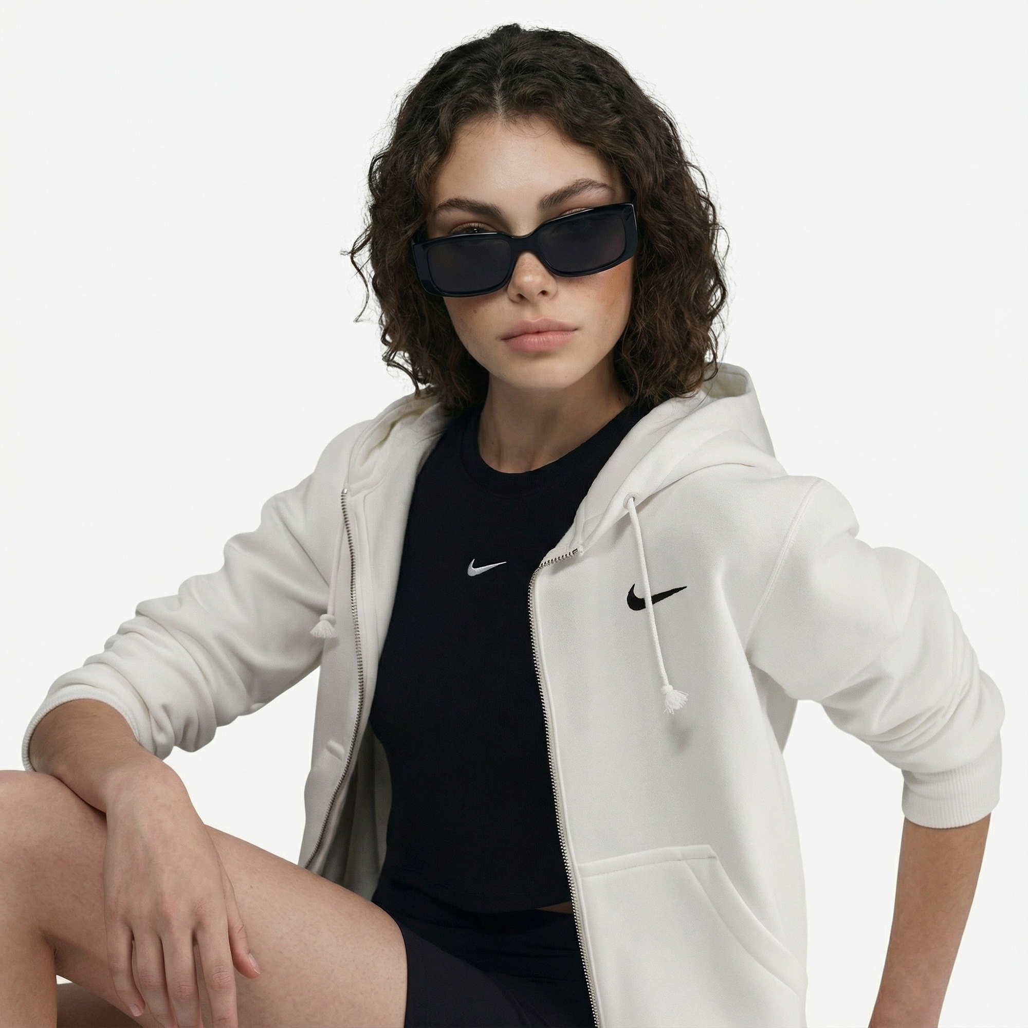 Nike Sportswear Phoenix Fleece Kadın Krem Rengi Kapüşonlu Hoodie