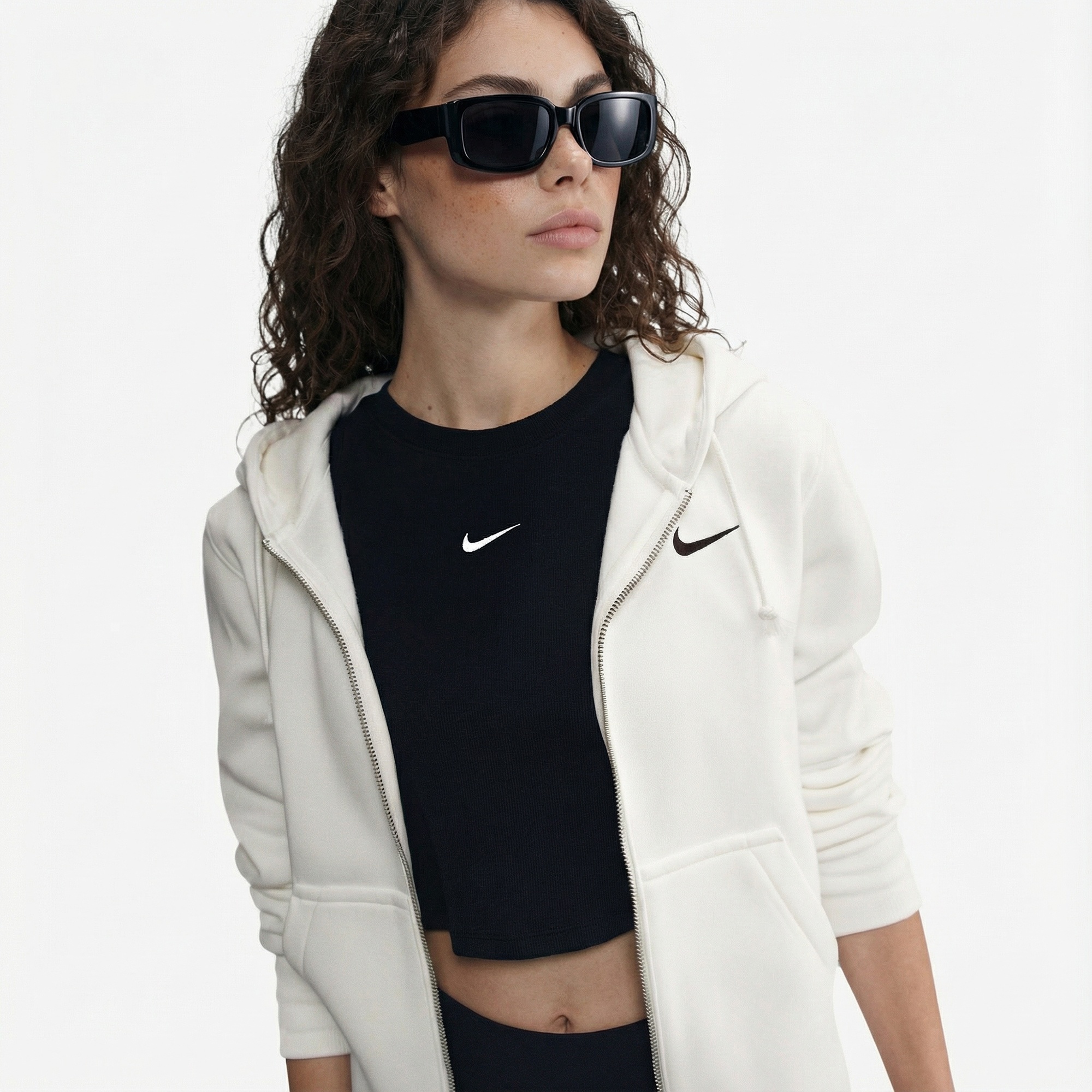 Nike Sportswear Phoenix Fleece Kadın Krem Rengi Kapüşonlu Hoodie