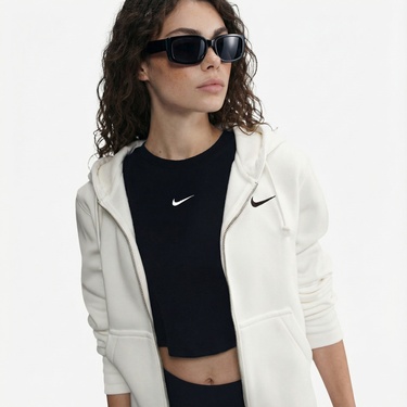  Nike Sportswear Phoenix Fleece Kadın Krem Rengi Kapüşonlu Hoodie