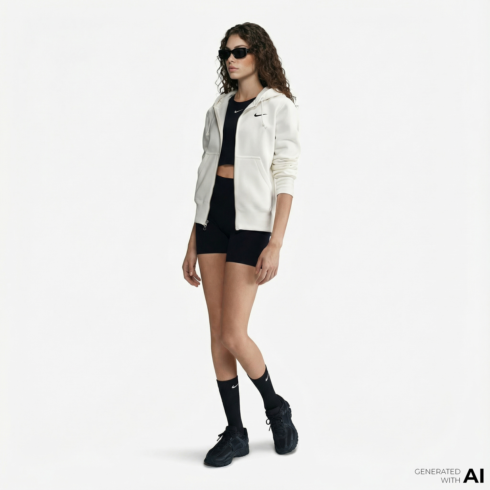  Nike Sportswear Phoenix Fleece Kadın Krem Rengi Kapüşonlu Hoodie