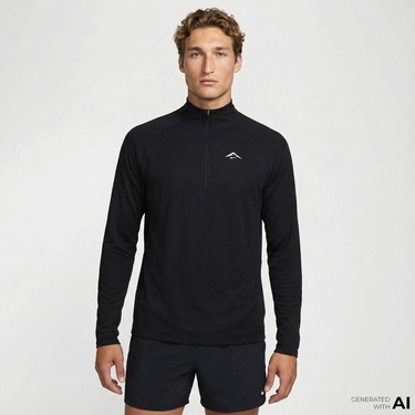  Nike Dri-Fit Trail Midlayer Erkek Siyah Kapüşonlu Hoodie