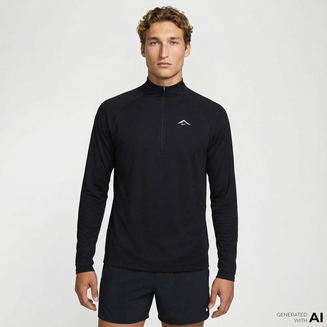  Nike Dri-Fit Trail Midlayer Erkek Siyah Kapüşonlu Hoodie