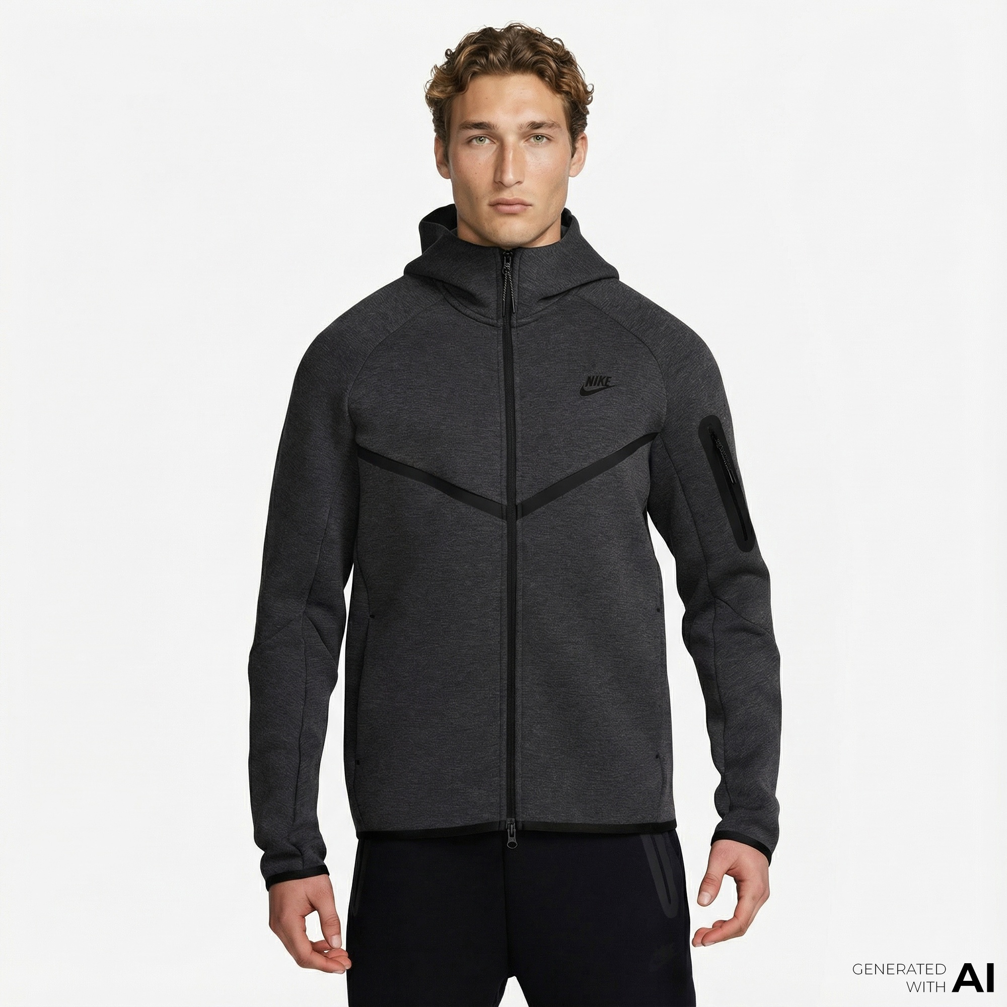 Nike Tech Fleece Erkek Gri Kapüşonlu Hoodie