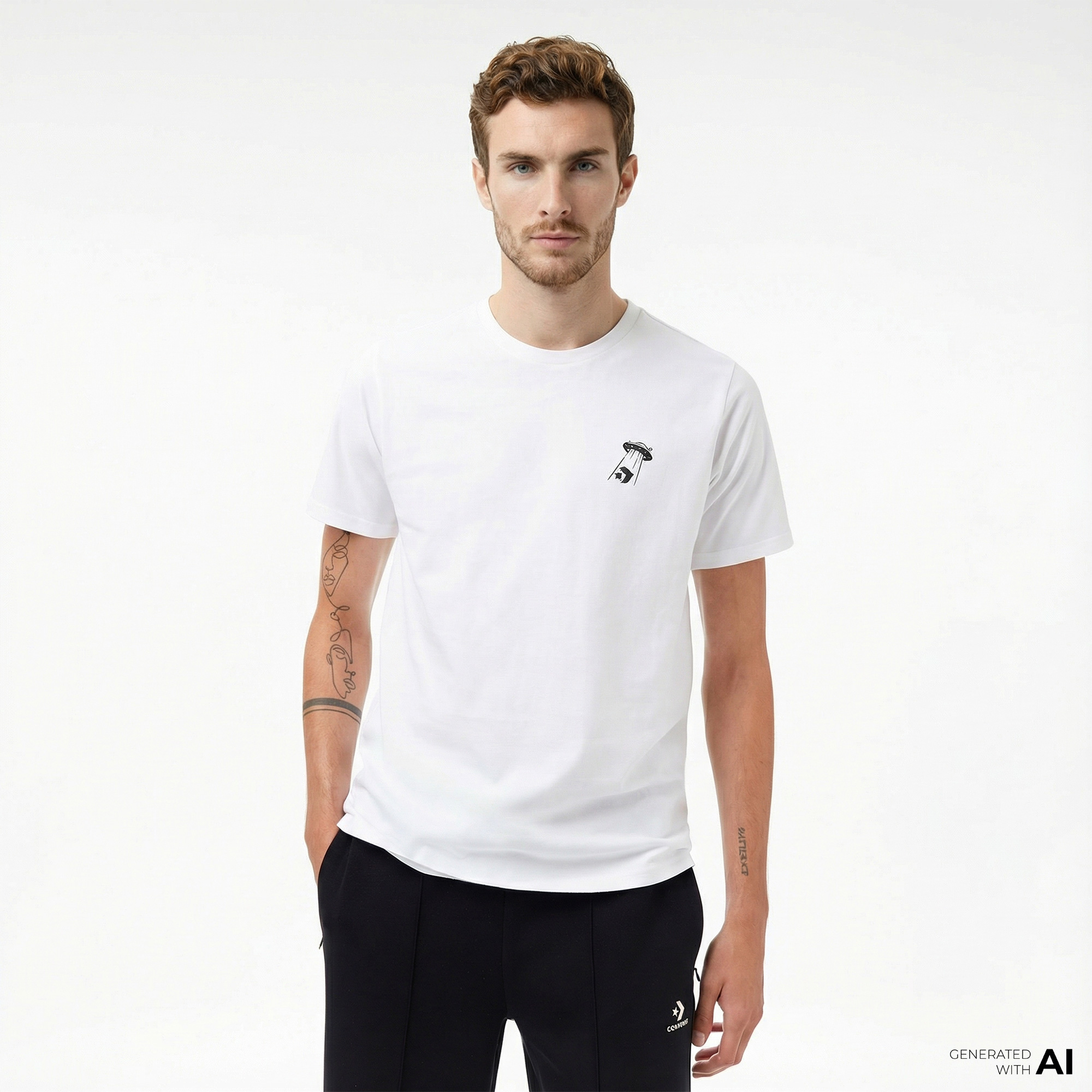  Converse Erkek Beyaz T-Shirt