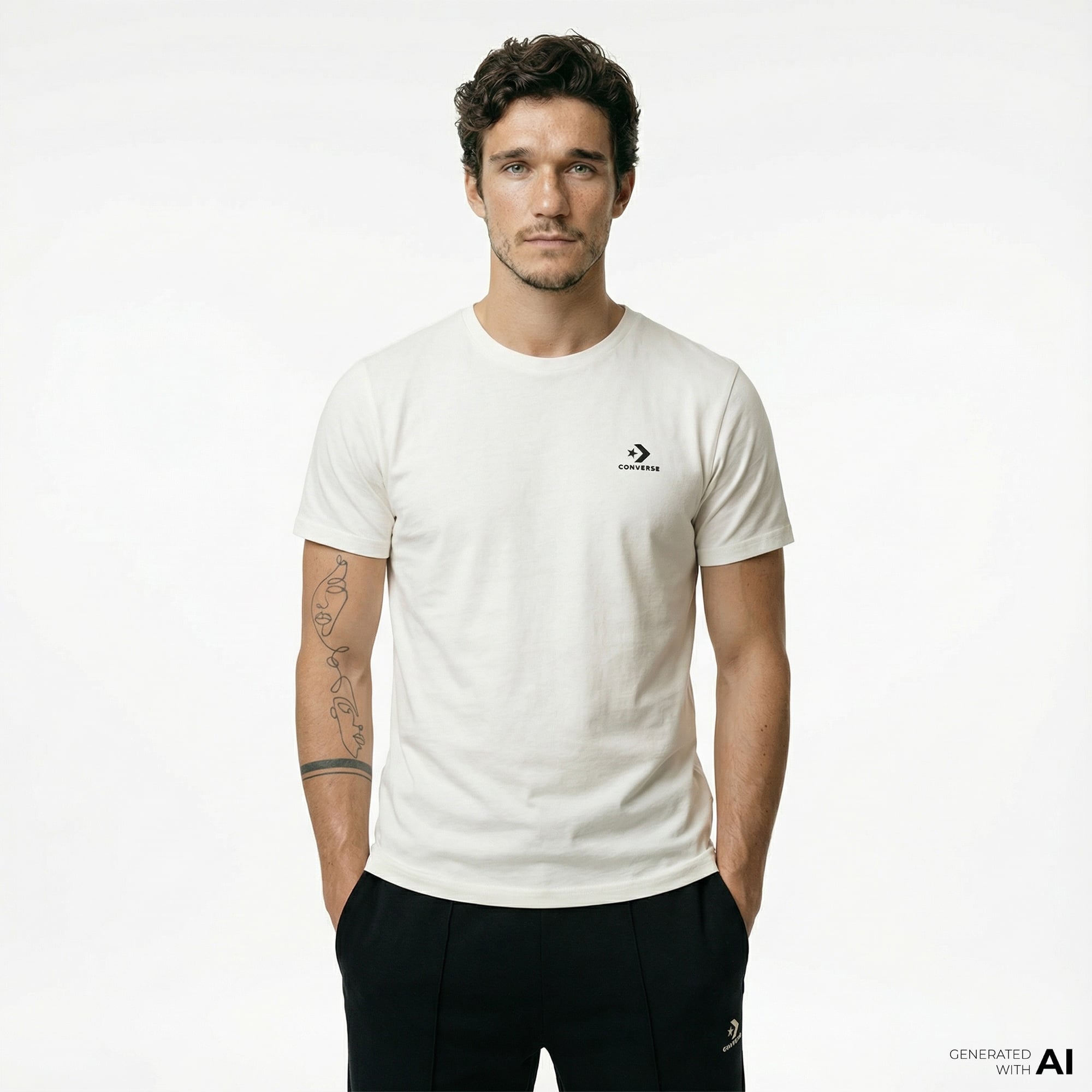  Converse Erkek Krem T-Shirt