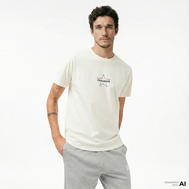  Converse Erkek Krem T-Shirt