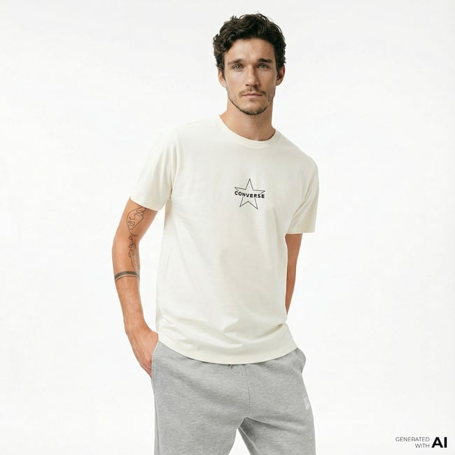  Converse Erkek Krem T-Shirt