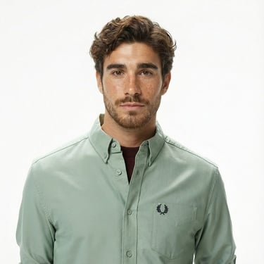  Fred Perry Oxford Erkek Yeşil Gömlek