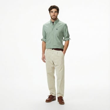  Fred Perry Oxford Erkek Yeşil Gömlek
