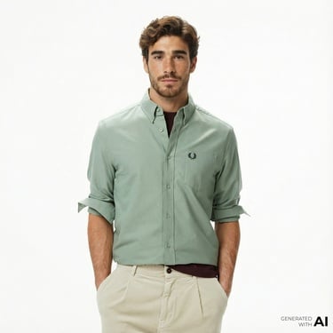  Fred Perry Oxford Erkek Yeşil Gömlek