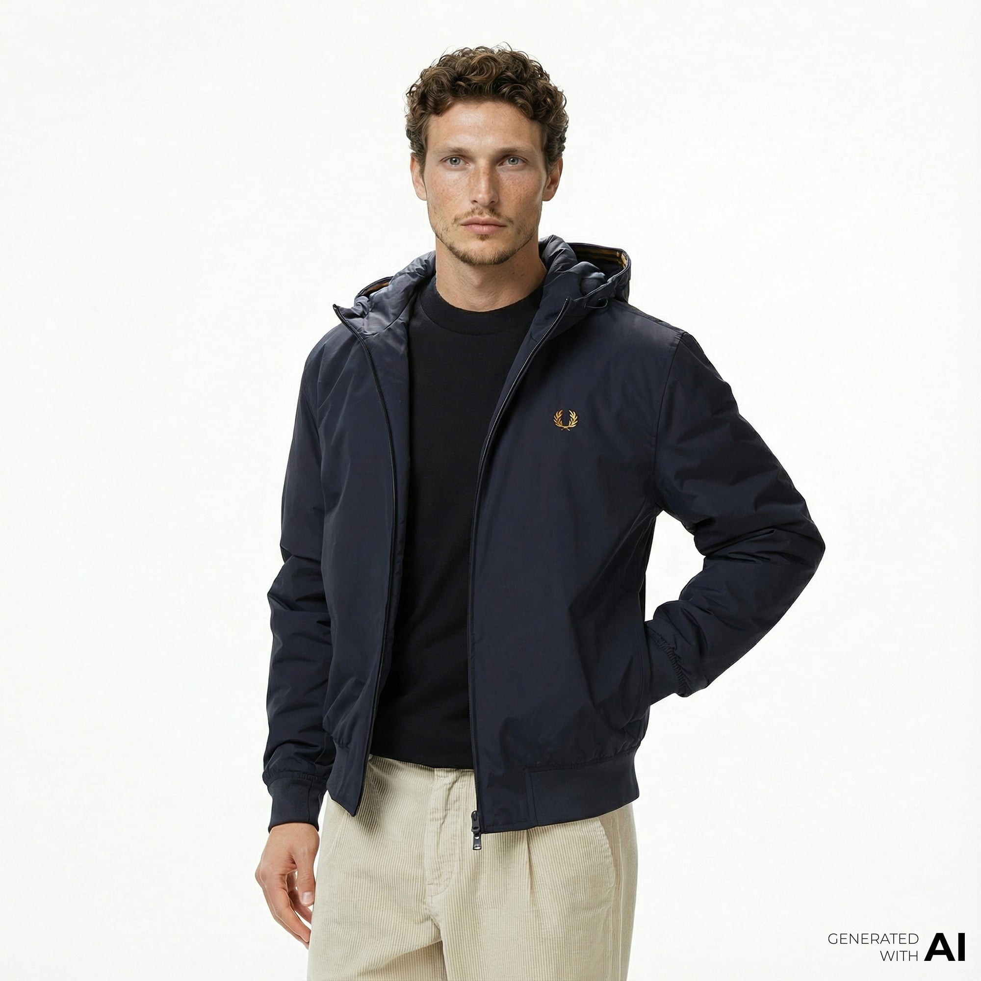 Fred Perry Hooded Brentham Erkek Lacivert Mont