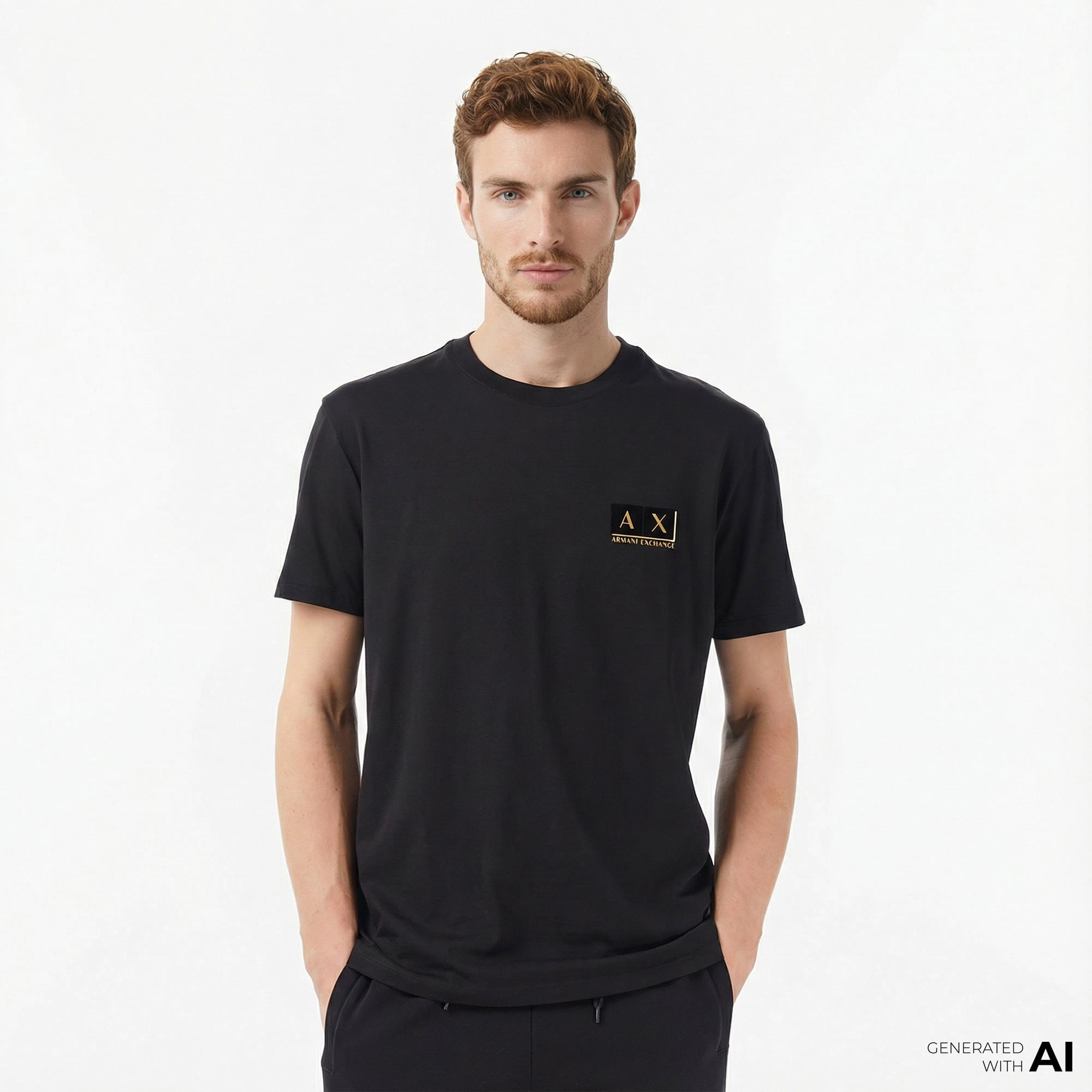  Armani Exchange Erkek Siyah / Altın T-Shirt