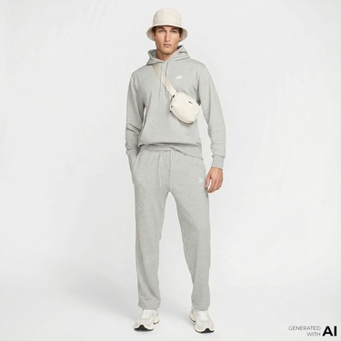  Nike Club French Terry Erkek Gri Eşofman Altı