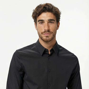 Calvin Klein Solid Slim Erkek Siyah Gömlek