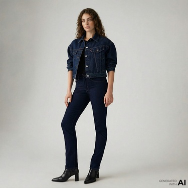  Levi's 724 High Rise Straight Blue Wave Rinse Kadın Lacivert Jean