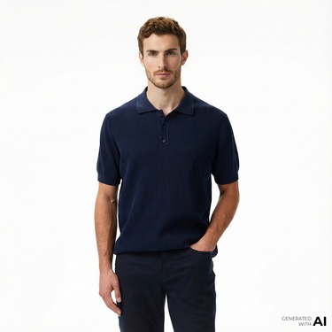  Nautica Erkek Lacivert Regular Fit Kısa Kollu Triko