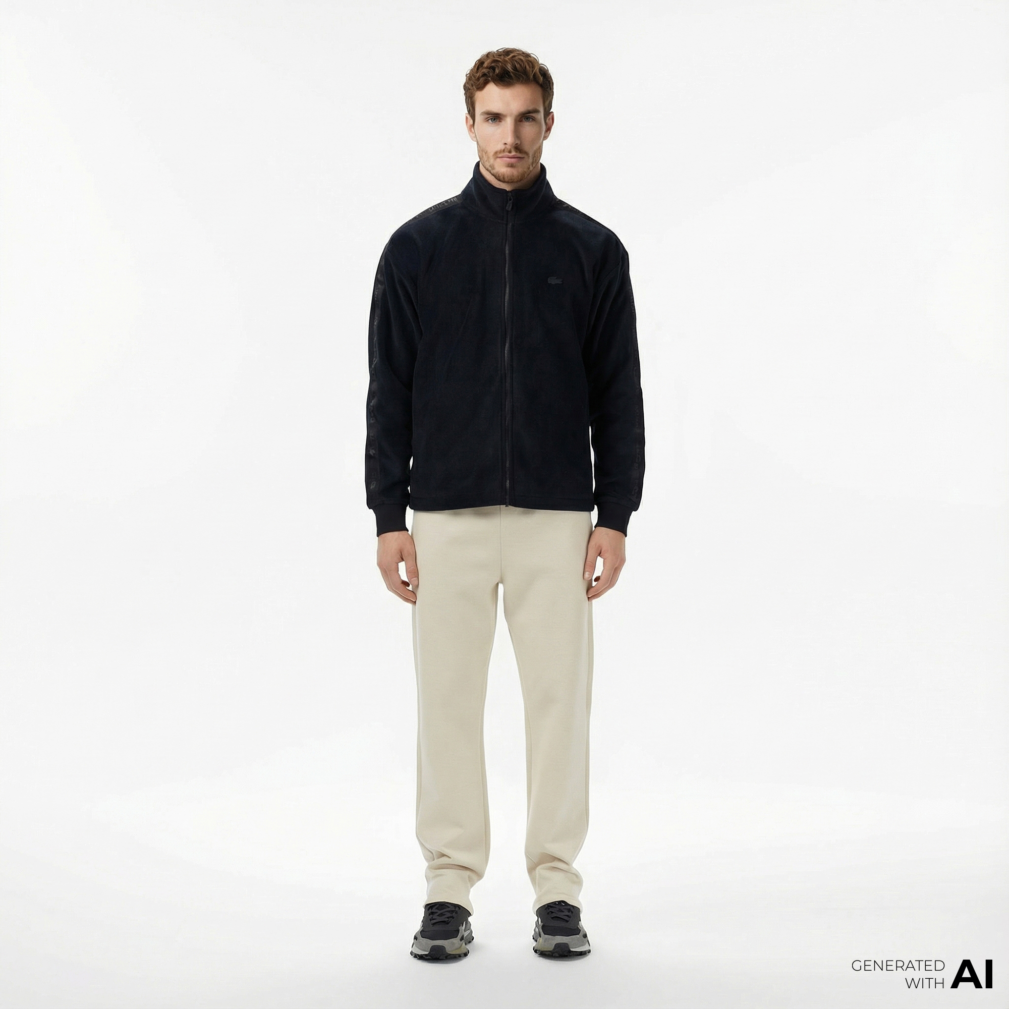  Lacoste Erkek Regular Fit Monogram Krem Eşofman Altı