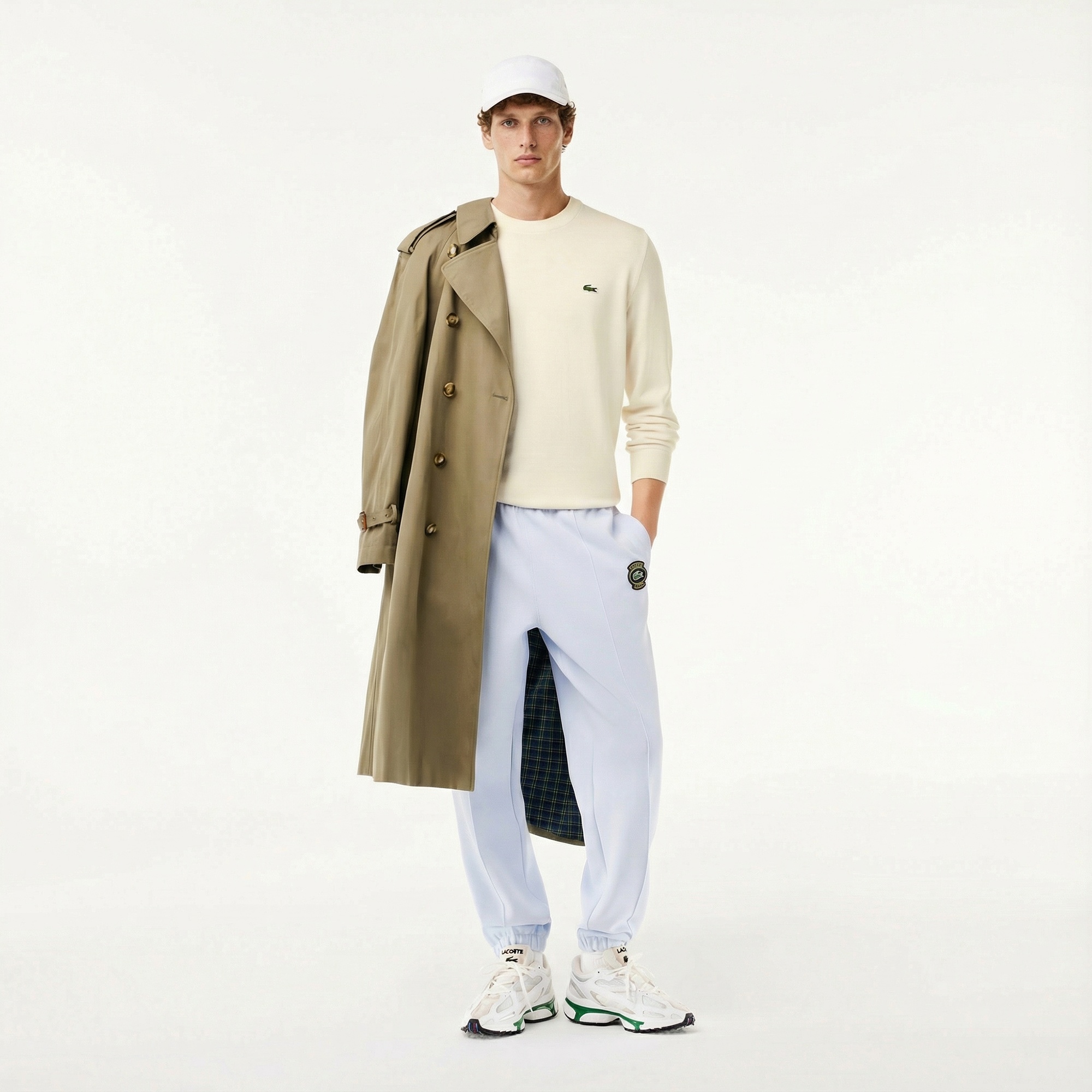 Lacoste Erkek Regular Fit Bisiklet Yaka Beyaz Kazak