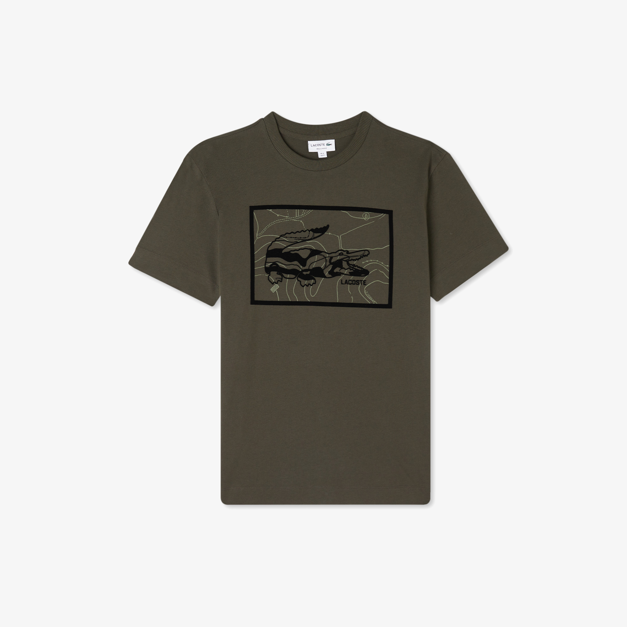 Lacoste Erkek Regular Fit Bisiklet Yaka Baskılı Haki T-Shirt