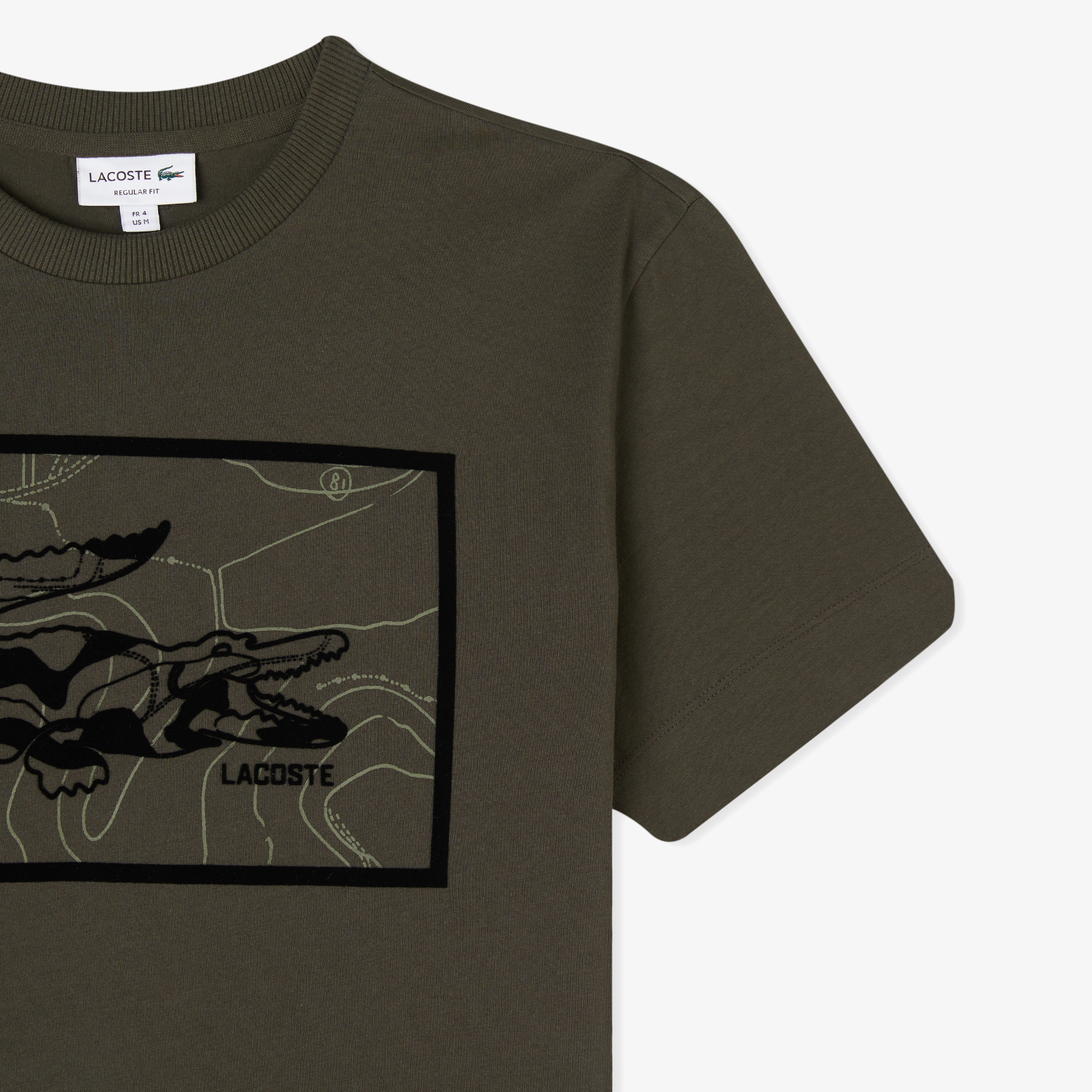 Lacoste Erkek Regular Fit Bisiklet Yaka Baskılı Haki T-Shirt