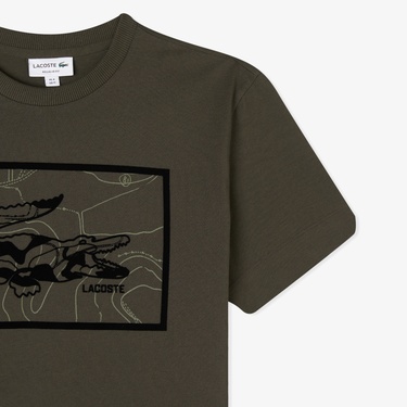  Lacoste Erkek Regular Fit Bisiklet Yaka Baskılı Haki T-Shirt