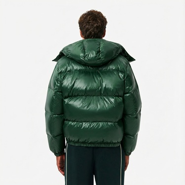  Lacoste Erkek Relaxed Fit Kapüşonlu Yeşil Mont