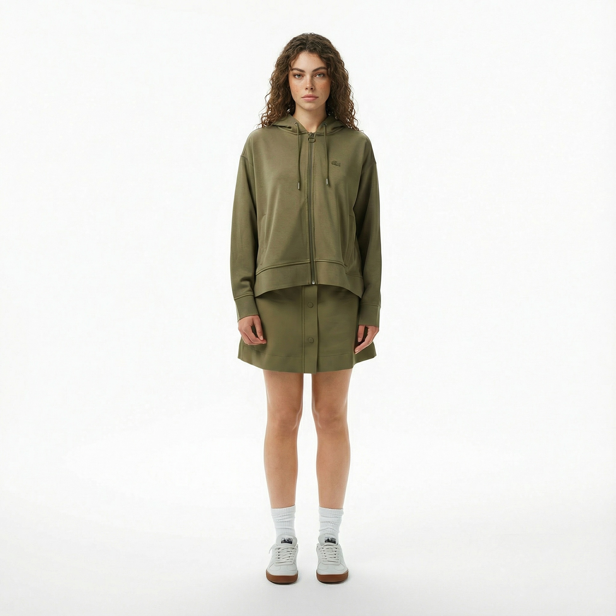 Lacoste Kadın Relaxed Fit Kapüşonlu Haki Sweatshirt