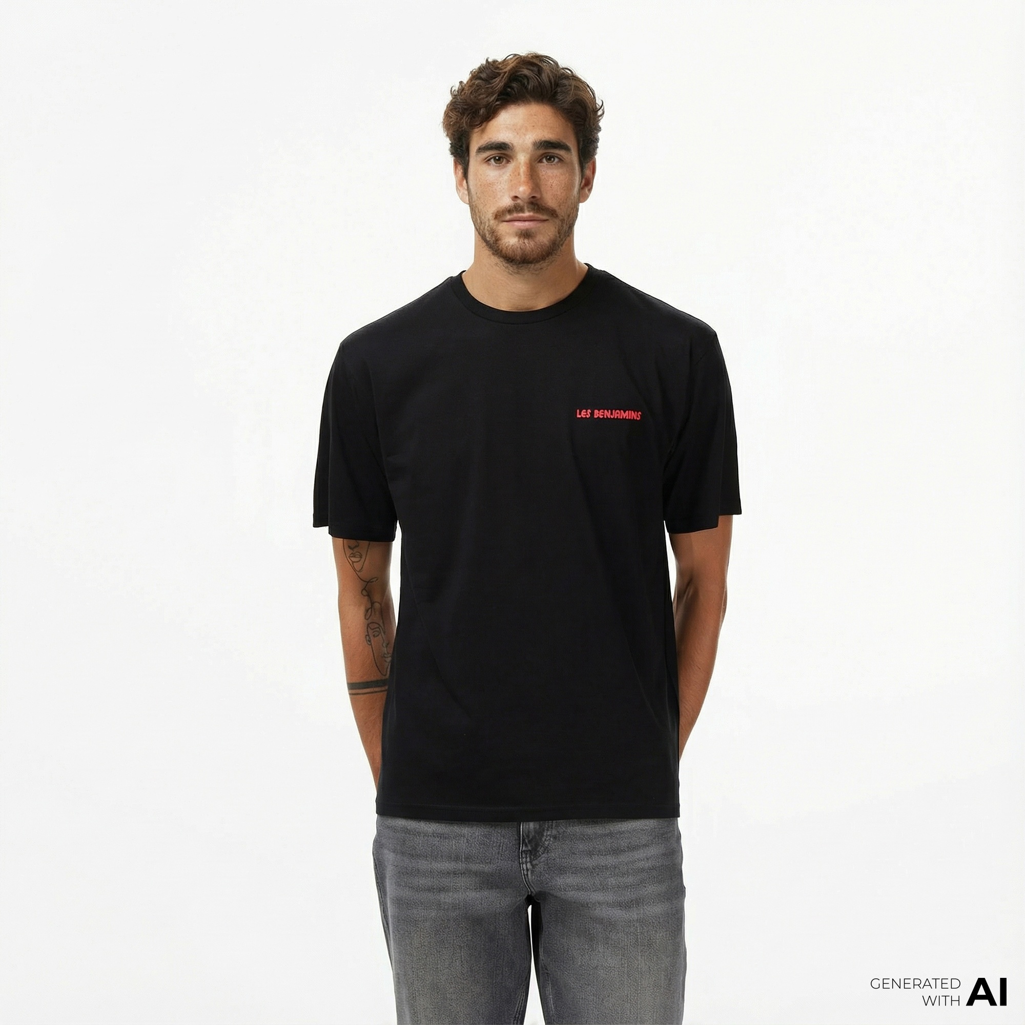 Les Benjamins Relaxed 025 Erkek Siyah T-Shirt