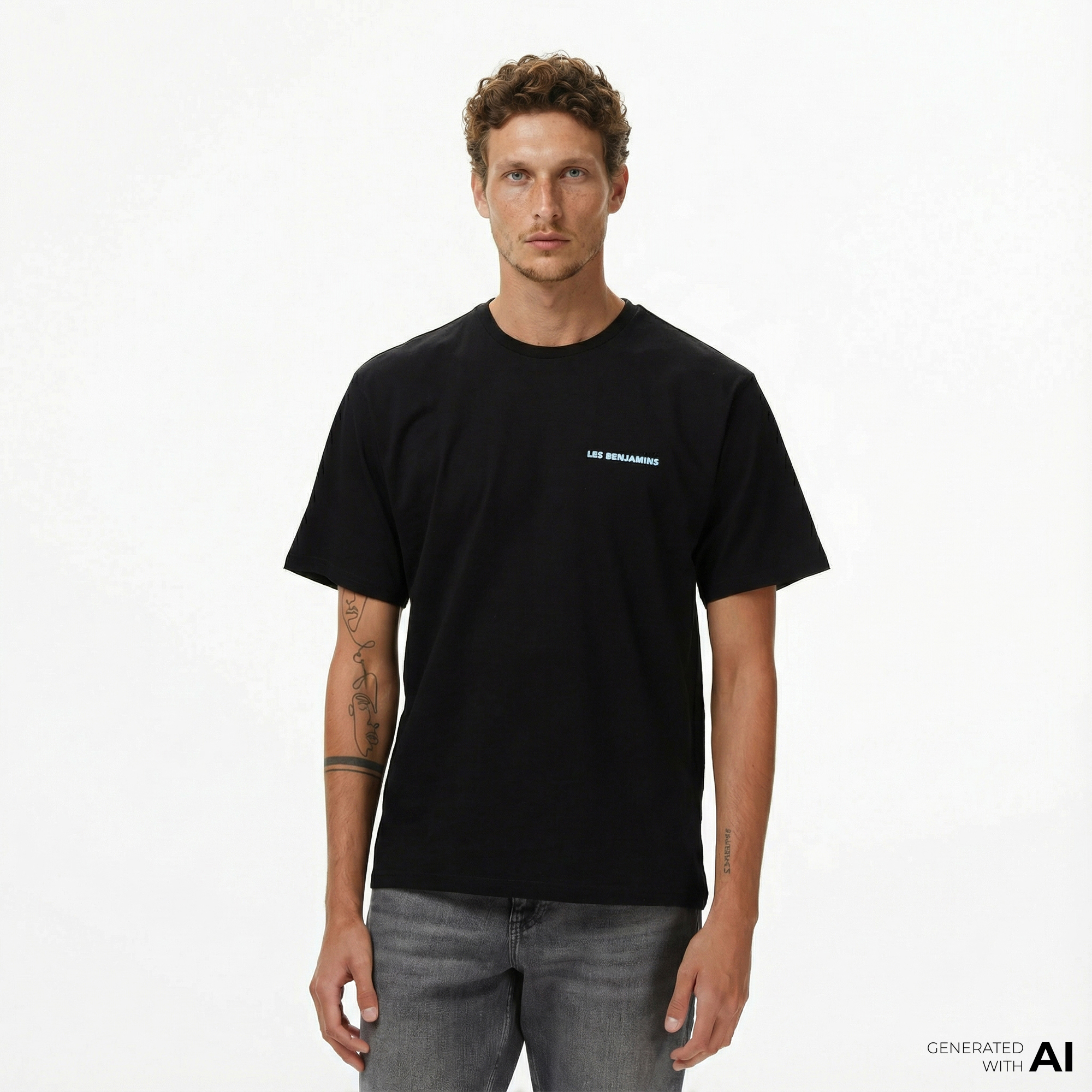  Les Benjamins Relaxed 028 Erkek Siyah T-Shirt