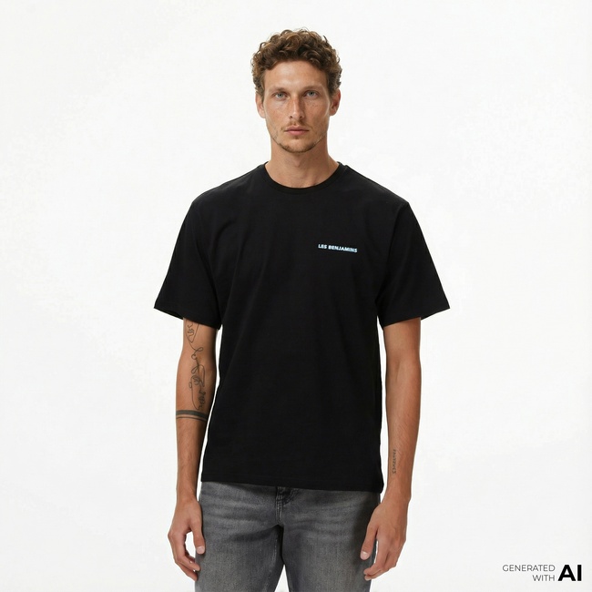  Les Benjamins Relaxed 028 Erkek Siyah T-Shirt