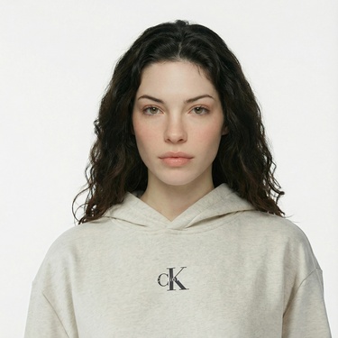  Calvin Klein Monologo Premium Terry Kadın Gri Elbise
