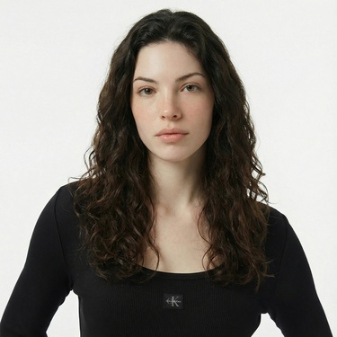  Calvin Klein Woven Label Kadın Siyah T-Shirt