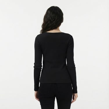  Calvin Klein Woven Label Kadın Siyah T-Shirt