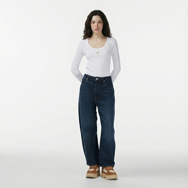  Calvin Klein Woven Label Kadın Beyaz T-Shirt