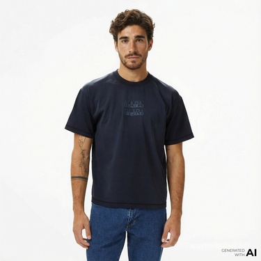  Napapijri S-Comel Erkek Mavi T-Shirt