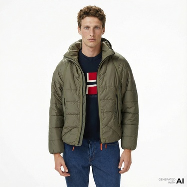  Napapijri A-Biez Modular Puf Erkek Haki Ceket