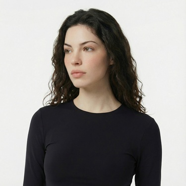  Calvin Klein Intense Power Mock Neck Kadın Siyah Gömlek