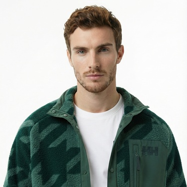  Helly Hansen Panorama Printed Pile Snap Erkek Yeşil Ceket