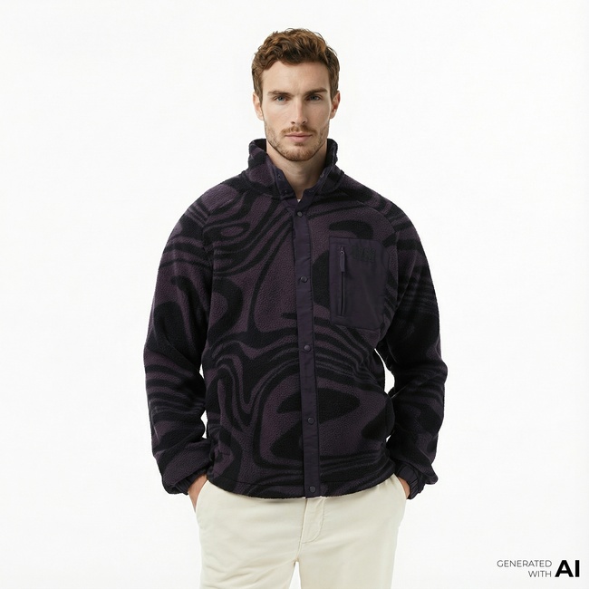  Helly Hansen Panorama Printed Pile Snap Erkek Siyah Ceket