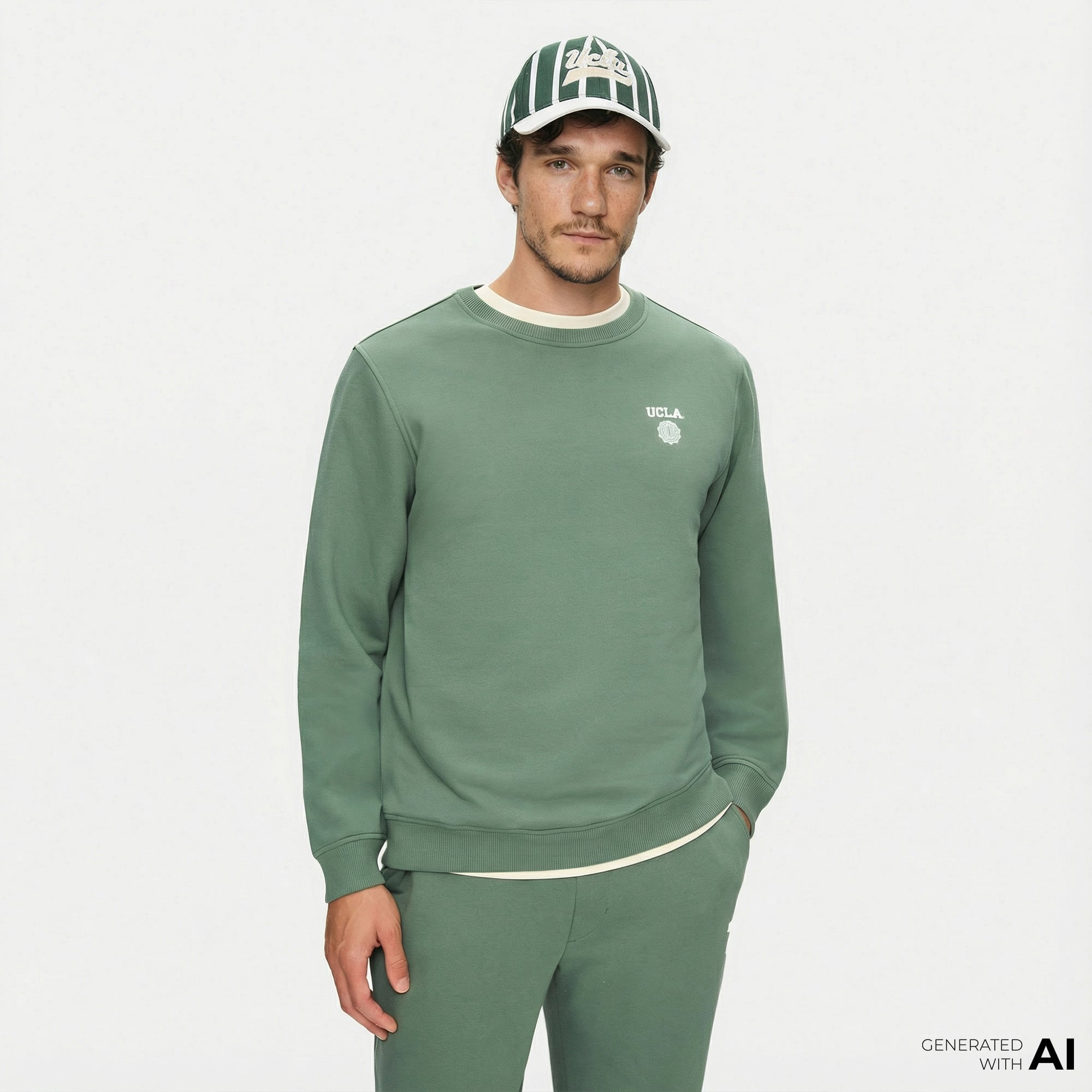  Ucla Valley Erkek Yeşil Sweatshirt