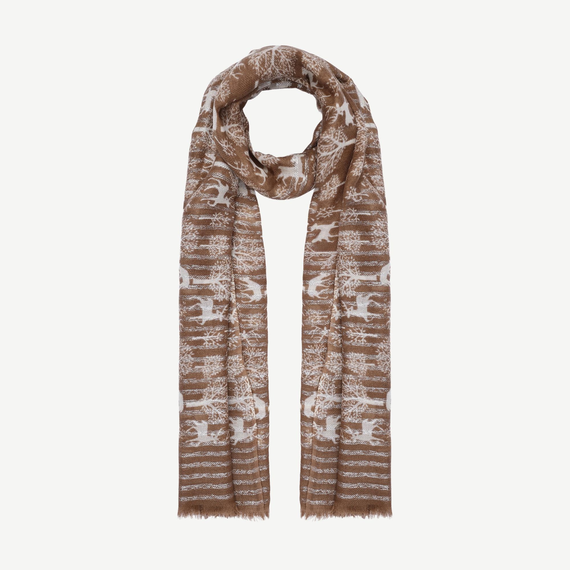 YARGICI Geyik Desenli Yün Şal