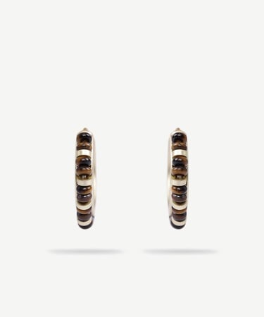  YARGICI Doğal Taş Detaylı Halka Küpe